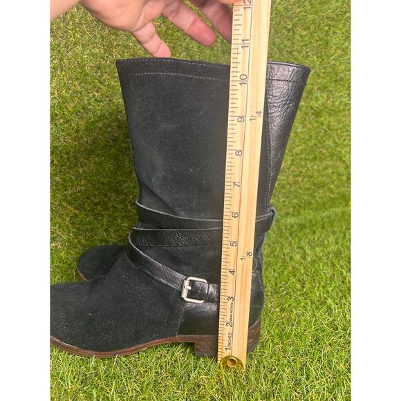 Ugg Deanna Black Suede Biker Mid Calf Boots Stylish Moto Chic Edgy Size 7 - Picture 9 of 12
